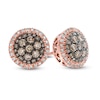 Thumbnail Image 0 of 1/2 CT. T.W. Champagne and White Diamond Cluster Frame Stud Earrings in 10K Rose Gold