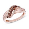 Thumbnail Image 0 of 1/4 CT. T.W. Enhanced Cognac and White Diamond Rolling Wave Ring in 10K Rose Gold