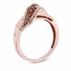 Thumbnail Image 2 of 1/4 CT. T.W. Enhanced Cognac and White Diamond Rolling Wave Ring in 10K Rose Gold