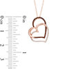 Thumbnail Image 2 of 1/6 CT. T.W. Enhanced Cognac and White Diamond Tilted Double Heart Pendant in 10K Rose Gold