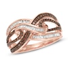 Thumbnail Image 0 of 1/2 CT. T.W. Enhanced Cognac and White Diamond Layered Infinity Ring in 10K Rose Gold