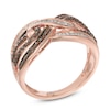 Thumbnail Image 1 of 1/2 CT. T.W. Enhanced Cognac and White Diamond Layered Infinity Ring in 10K Rose Gold