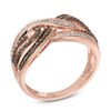 Thumbnail Image 1 of 1/2 CT. T.W. Enhanced Cognac and White Diamond Layered Infinity Ring in 10K Rose Gold