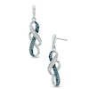 Thumbnail Image 0 of 1/6 CT. T.W. Enhanced Blue and White Diamond Double Infinity Drop Earrings in Sterling Silver