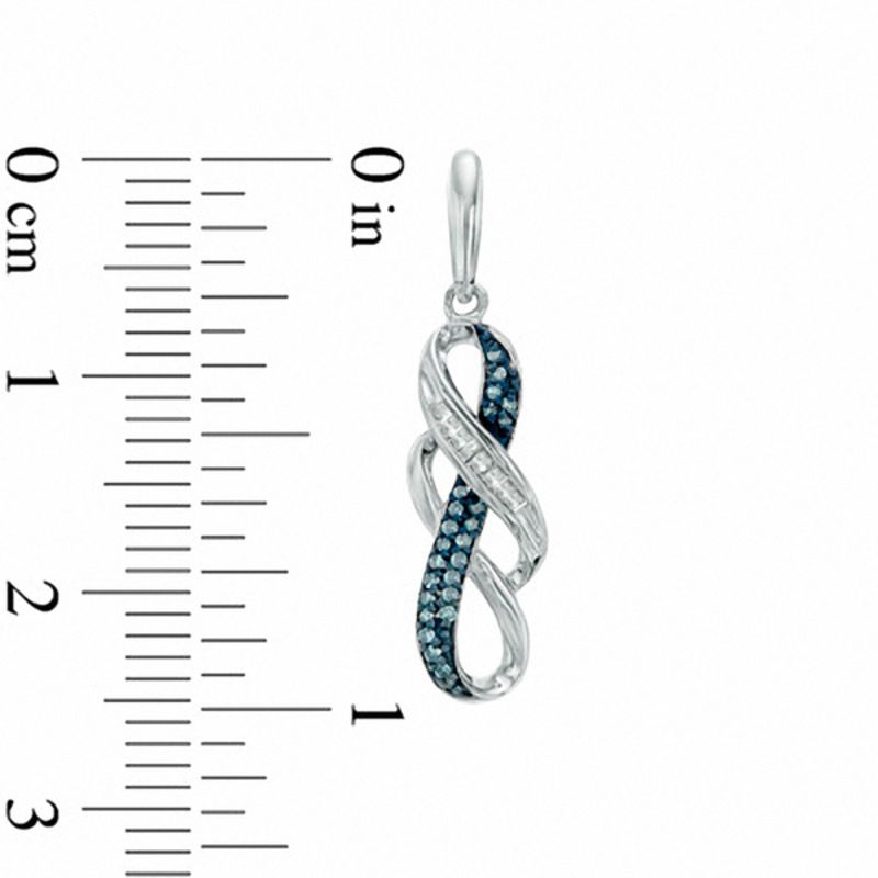 1/6 CT. T.W. Enhanced Blue and White Diamond Double Infinity Drop Earrings in Sterling Silver