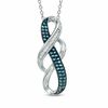 Thumbnail Image 1 of 1/6 CT. T.W. Enhanced Blue and White Diamond Double Infinity Pendant in Sterling Silver