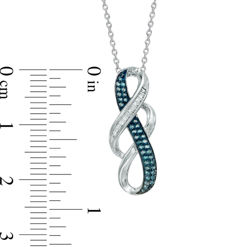 Main Image 2 of 1/6 CT. T.W. Enhanced Blue and White Diamond Double Infinity Pendant in Sterling Silver