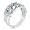 Thumbnail Image 2 of 1/10 CT. T.W. Enhanced Blue and White Diamond Vintage-Style Band in Sterling Silver