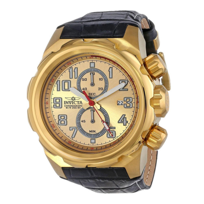 Men's Invicta Pro Diver Chronograph Watch with Gold-Tone Dial