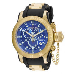 Men's Invicta Russian Diver Chronograph Strap Watch with Blue Dial