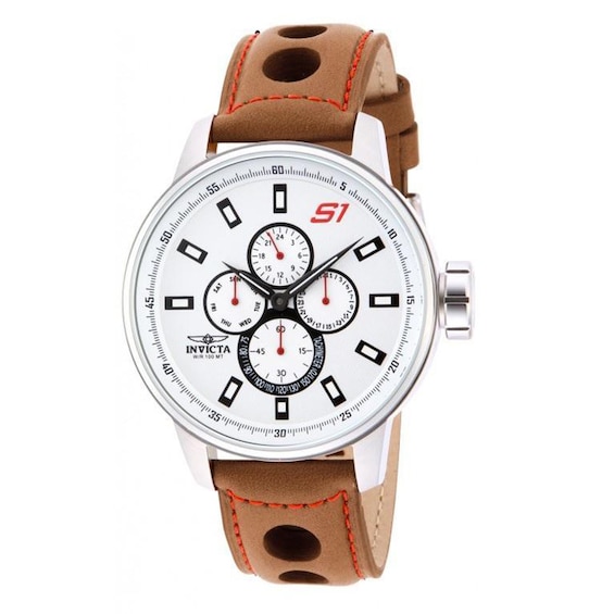 Men's Invicta S1 Rally Chronograph Strap Watch with White Dial (Model: 16016)