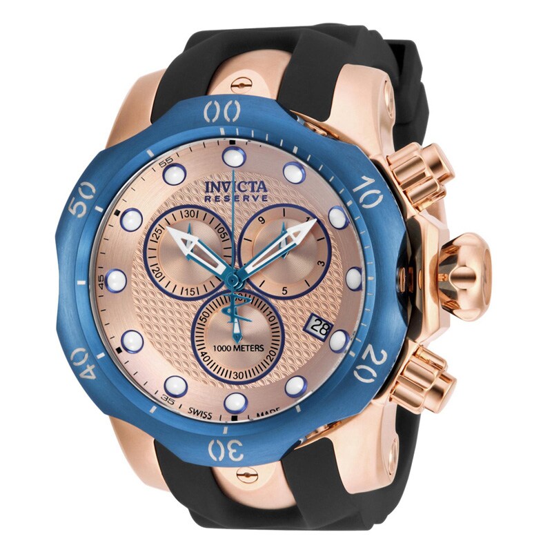 Men's Invicta Venom Chronograph Strap Watch with Rose-Tone Dial (Model: 16153)