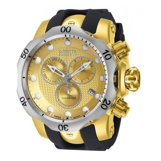 Men's Invicta Venom Chronograph Strap Watch with Gold-Tone Dial (Model: 16151)