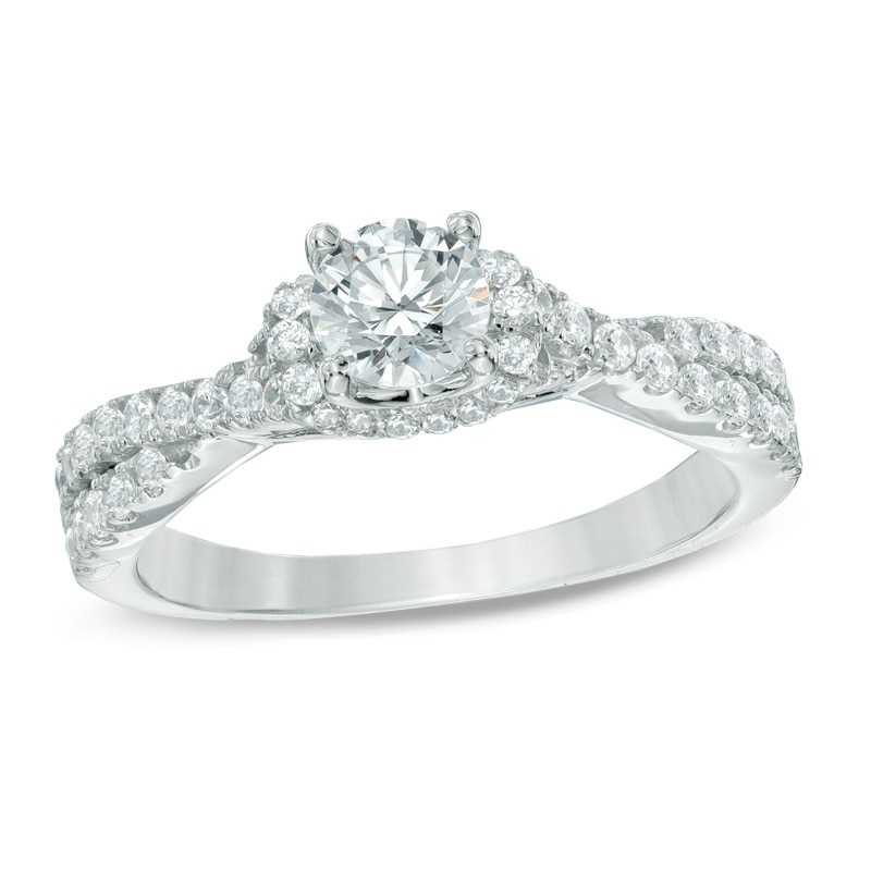 Main Image 1 of 1 CT. T.W. Diamond Twist Shank Engagement Ring in 14K White Gold