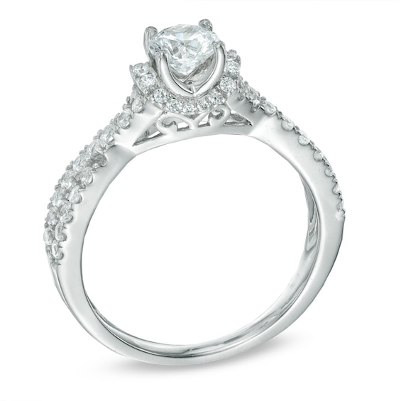 1 CT. T.w. Diamond Twist Shank Engagement Ring in 14K White Gold