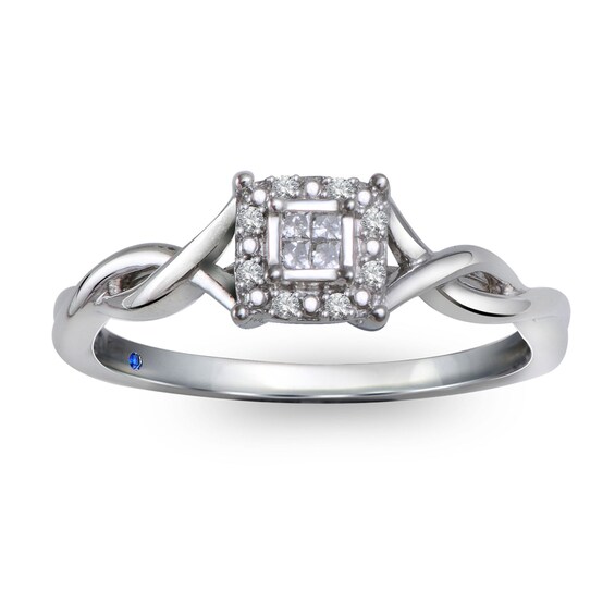 Cherished Promise Collectionâ¢ Quad Princess-Cut Diamond Accent Frame Promise Ring in 10K White Gold