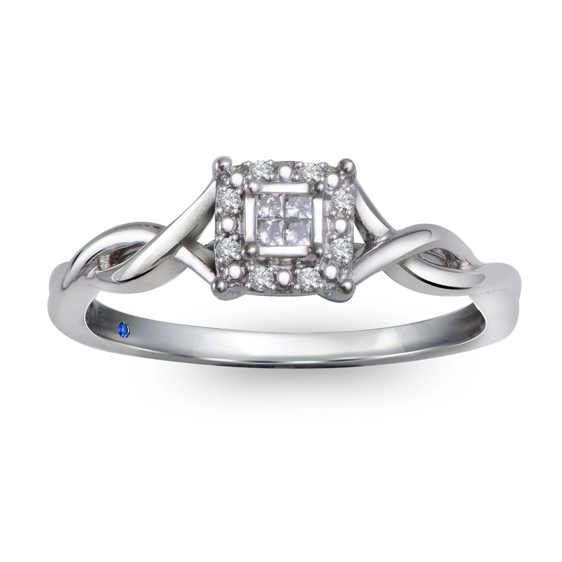 Main Image 1 of Cherished Promise Collection™ Quad Princess-Cut Diamond Accent Frame Promise Ring in 10K White Gold