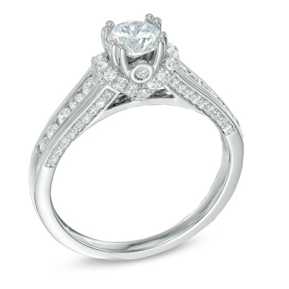 1 CT. T.w. Diamond Collar Engagement Ring in 14K White Gold
