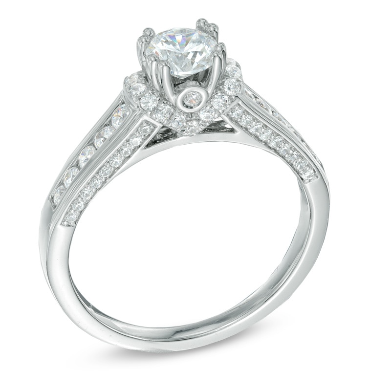 1 CT. T.W. Diamond Collar Engagement Ring in 14K White Gold