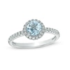 Thumbnail Image 0 of 6.0mm Aquamarine and Lab-Created White Sapphire Frame Ring in 10K White Gold