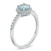 Thumbnail Image 2 of 6.0mm Aquamarine and Lab-Created White Sapphire Frame Ring in 10K White Gold