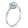 Thumbnail Image 1 of 6.0mm Aquamarine and Lab-Created White Sapphire Frame Ring in 10K White Gold