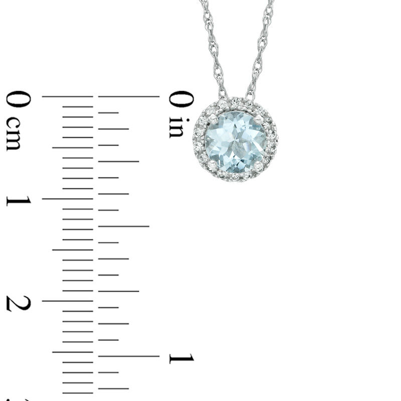 Main Image 2 of 6.0mm Aquamarine and Lab-Created White Sapphire Frame Pendant in 10K White Gold