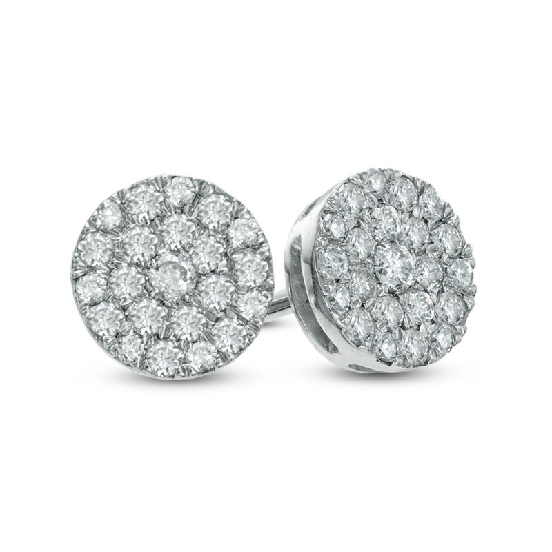 Main Image 1 of 1/4 CT. T.W. Diamond Carnation Cluster Stud Earrings in 10K White Gold