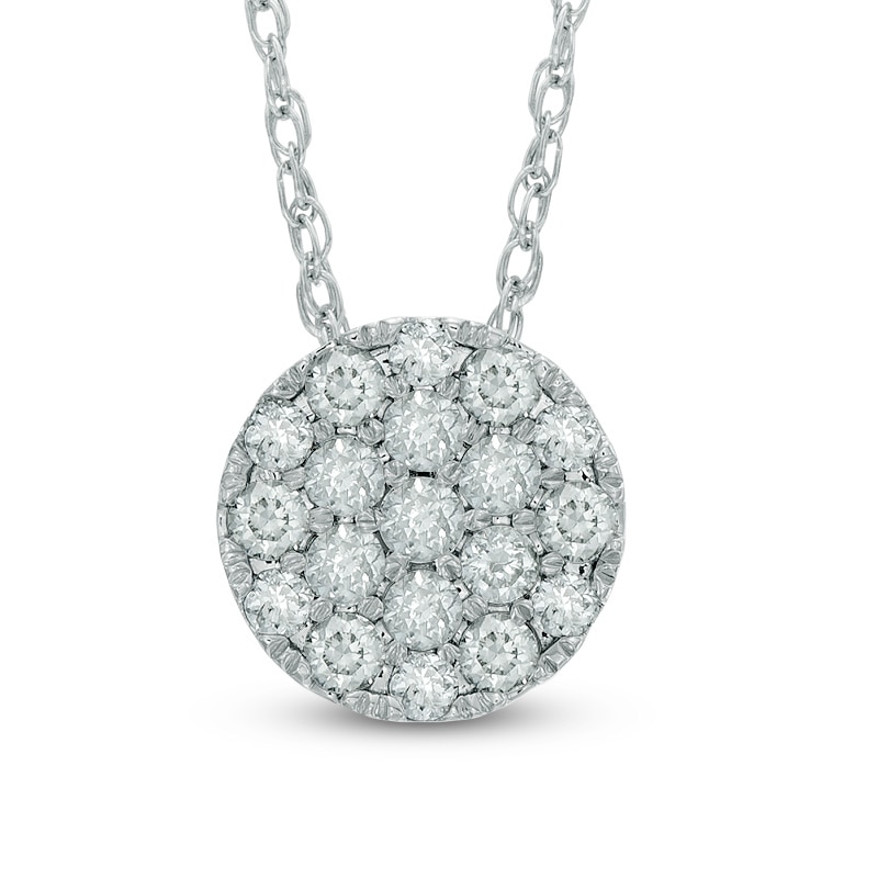 Main Image 1 of 1/4 CT. T.W. Diamond Carnation Cluster Pendant in 10K White Gold
