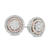 Thumbnail Image 0 of 1/2 CT. T.W. Diamond Cluster Double Frame Stud Earrings in 10K Two-Tone Gold