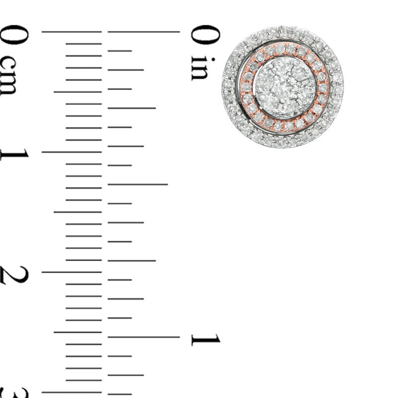 1/2 CT. T.W. Diamond Cluster Double Frame Stud Earrings in 10K Two-Tone Gold