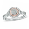 Thumbnail Image 1 of 1/3 CT. T.W. Diamond Cluster Double Frame Ring in 10K Two-Tone Gold