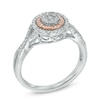 Thumbnail Image 1 of 1/3 CT. T.W. Diamond Cluster Double Frame Ring in 10K Two-Tone Gold