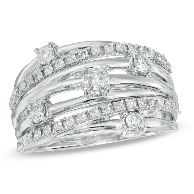 3/4 CT. T.W. Diamond Layered Orbit Ring in 10K White Gold