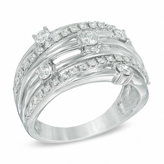 3/4 CT. T.w. Diamond Layered Orbit Ring in 10K White Gold