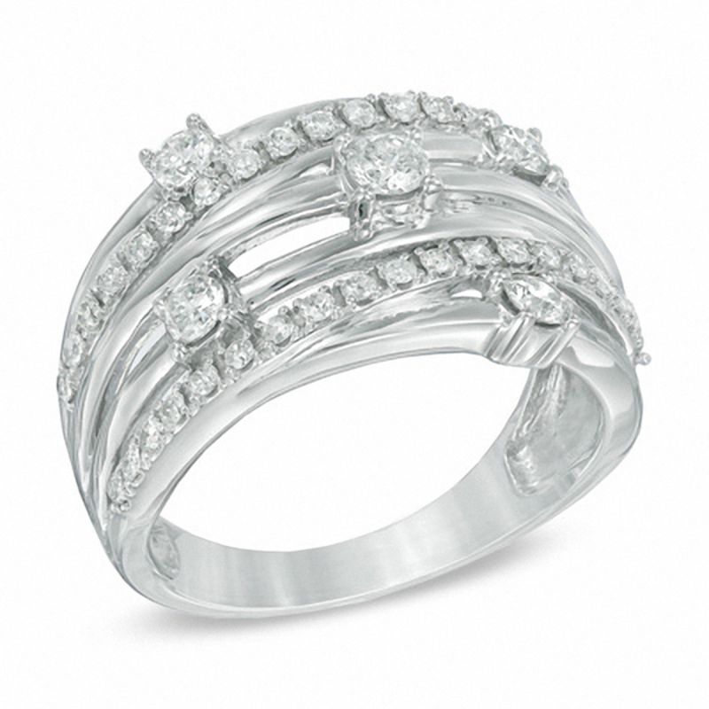 3/4 CT. T.W. Diamond Layered Orbit Ring in 10K White Gold