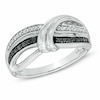 Thumbnail Image 1 of 1/10 CT. T.W. Enhanced Black and White Diamond Overlay Ring in Sterling Silver