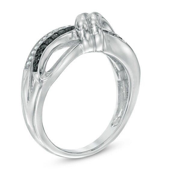 1/10 CT. T.w. Enhanced Black and White Diamond Overlay Ring in Sterling Silver