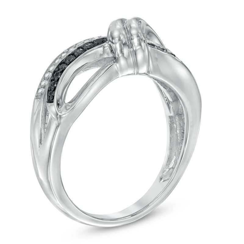 Main Image 2 of 1/10 CT. T.W. Enhanced Black and White Diamond Overlay Ring in Sterling Silver