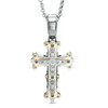Thumbnail Image 1 of Men's Diamond Accent Tribal Cross Pendant in Two-Tone Stainless Steel - 24"