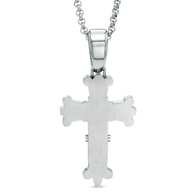 Men's Diamond Accent Tribal Cross Pendant in Two-Tone Stainless Steel - 24"