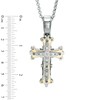 Thumbnail Image 3 of Men's Diamond Accent Tribal Cross Pendant in Two-Tone Stainless Steel - 24"