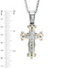 Thumbnail Image 2 of Men's Diamond Accent Tribal Cross Pendant in Two-Tone Stainless Steel - 24"