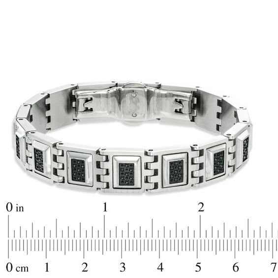 3/8 CT. T.w. Black Diamond Pyramid Bracelet in Stainless Steel - 9.0"
