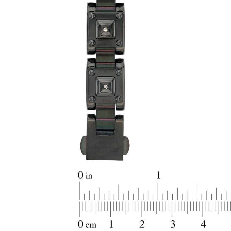 Main Image 2 of Diamond Accent Box Bracelet in Black IP Stainless Steel - 9.0"