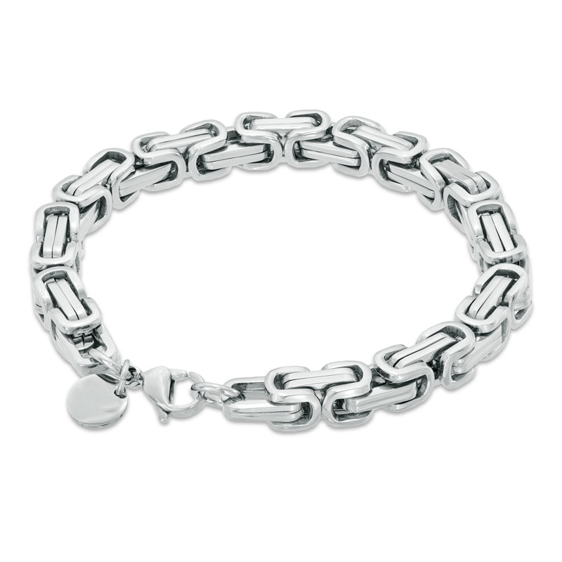 Main Image 2 of Square Byzantine Bracelet and Necklace Set in Stainless Steel - 24"