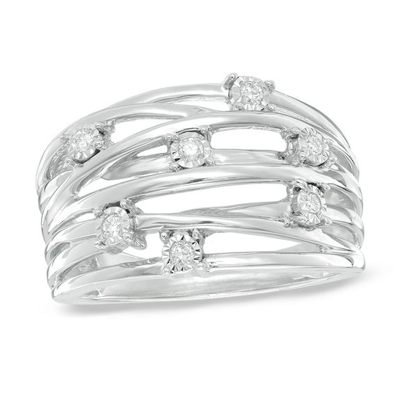 1/10 CT. T.w. Diamond Layered Orbit Ring in Sterling Silver