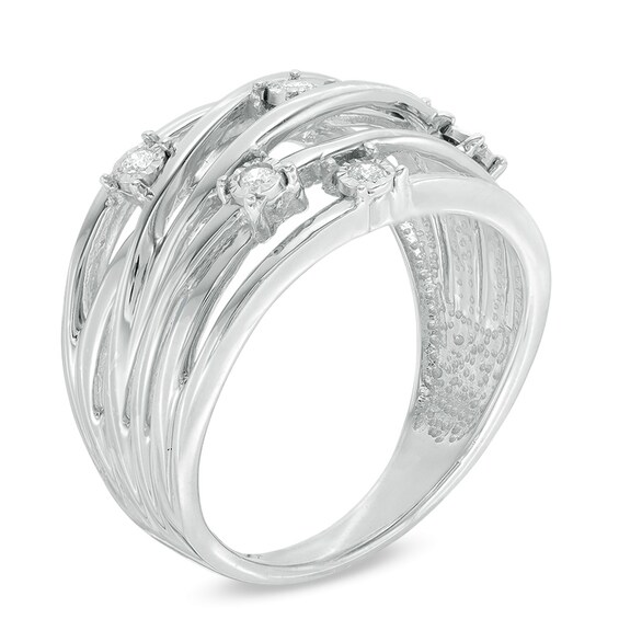 1/10 CT. T.w. Diamond Layered Orbit Ring in Sterling Silver