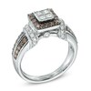 Thumbnail Image 2 of 1 CT. T.W. Champagne and White Diamond Frame Collar Ring in 14K White Gold