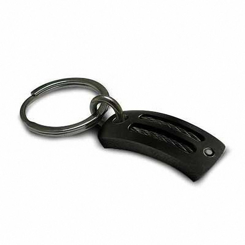 Midnight Cable by Edward Mirell Black Titanium Double Cable Key Chain with Black Spinel